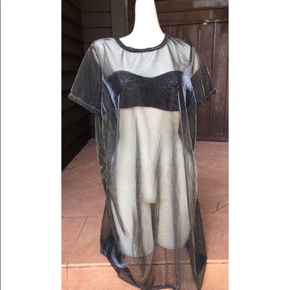 Vintage Metallic Mesh Tunic Dress